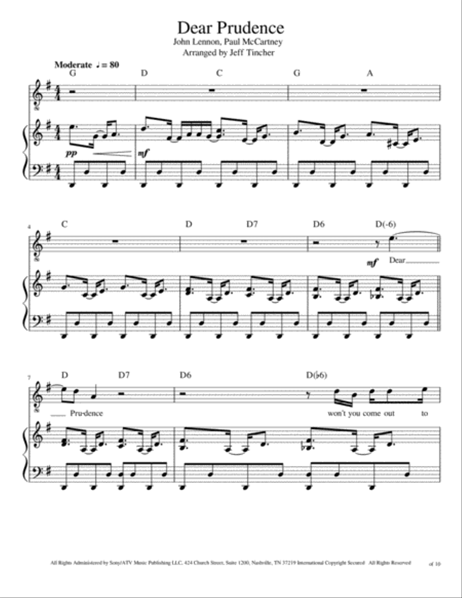 Dear Prudence Voice scores gallery preview page 2