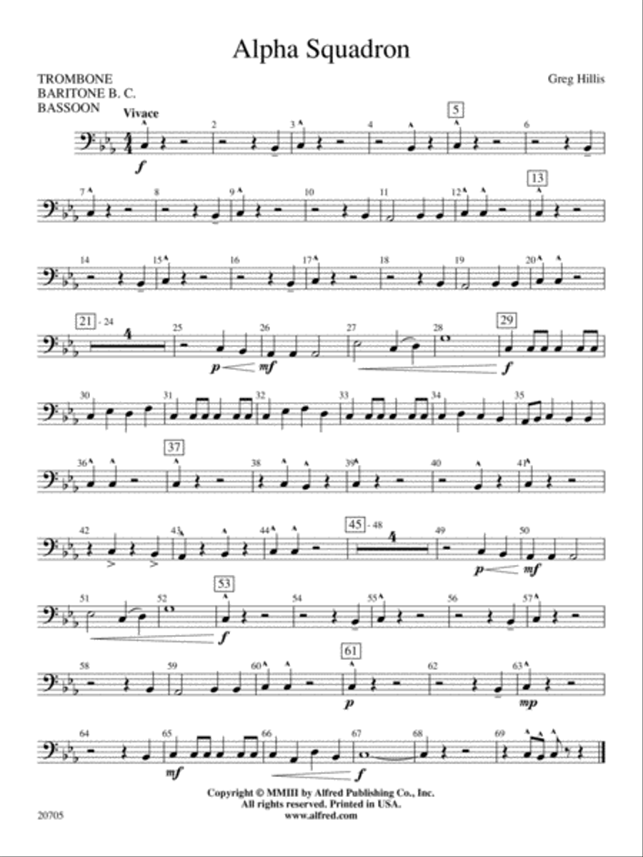 Alpha Squadron: 1st Trombone Concert Band scores gallery preview page 1