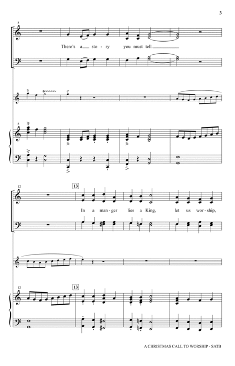 A Christmas Call To Worship 4-Part scores gallery preview page 2
