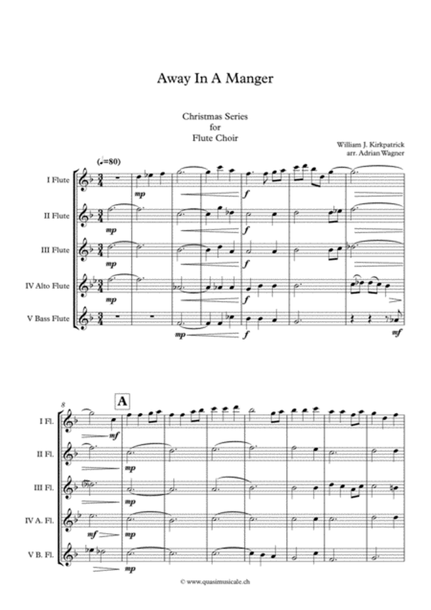 "Away In A Manger" Flute Choir arr. Adrian Wagner image number null