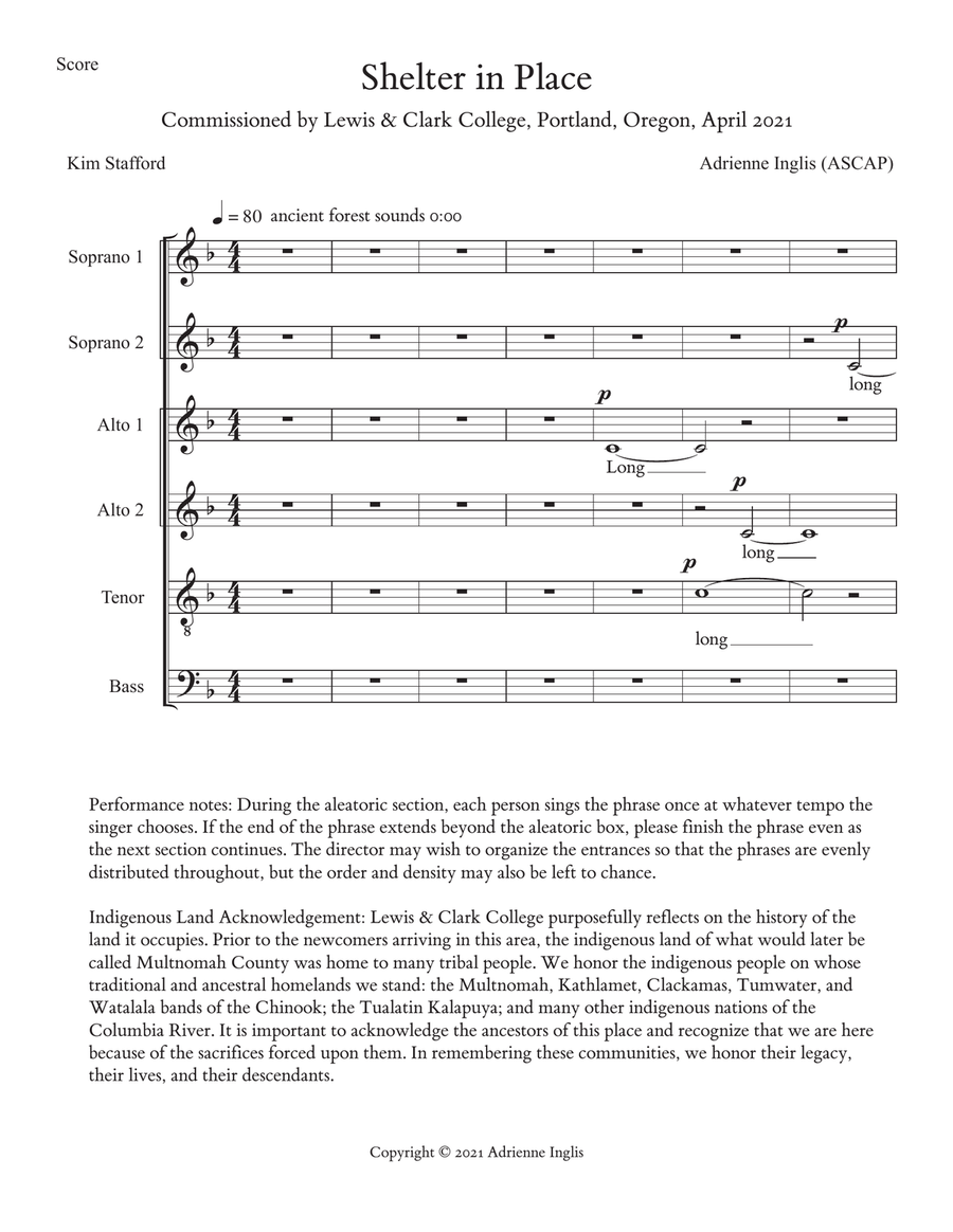 Shelter in Place for SSAATB chorus and nature soundtrack SSAATB scores gallery preview page 3