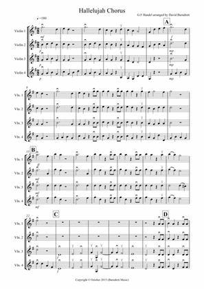 Book cover for Hallelujah Chorus for Violin Quartet