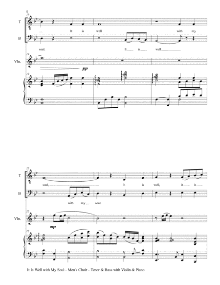 IT IS WELL WITH MY SOUL (Men's Choir - Tenor & Bass) with Violin & Piano image number null
