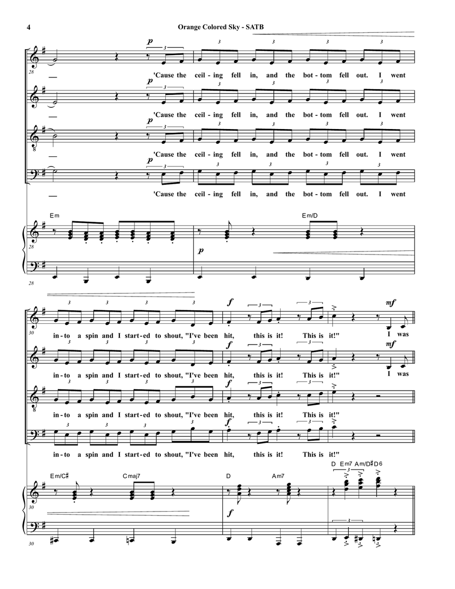 Orange Colored Sky 4-Part scores gallery preview page 4