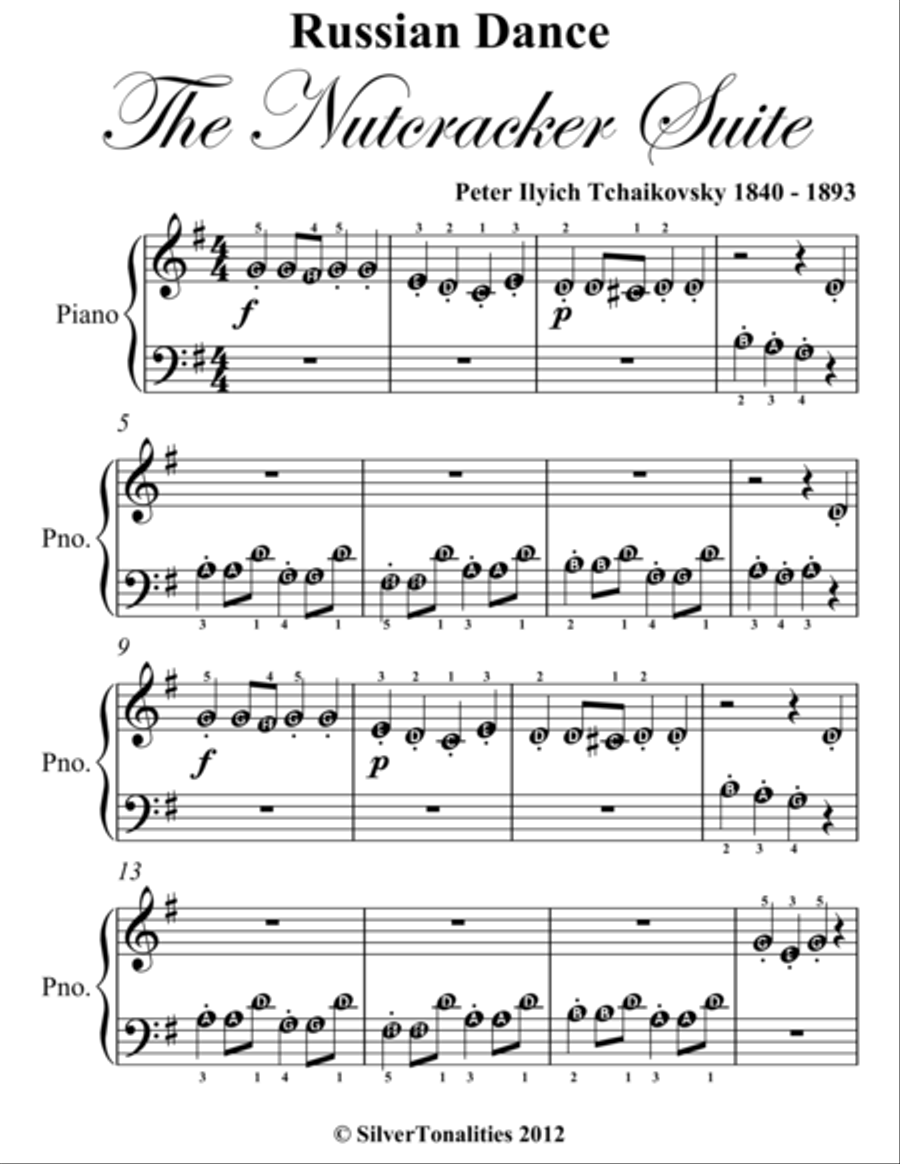 Russian Dance Nutcracker Suite Beginner Piano Sheet Music Easy Piano scores gallery preview page 2