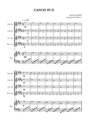 Book cover for Canon in D | Pachelbel | Saxophone quartet | Piano accompaniment