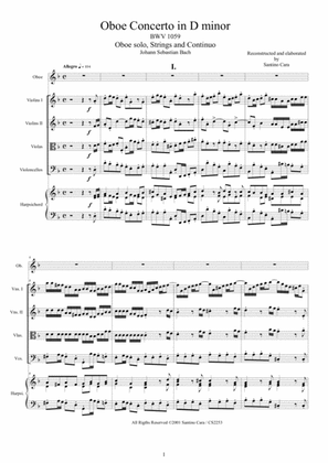 Bach - Oboe Concerto in D minor BWV1059 for Oboe, Strings and Continuo
