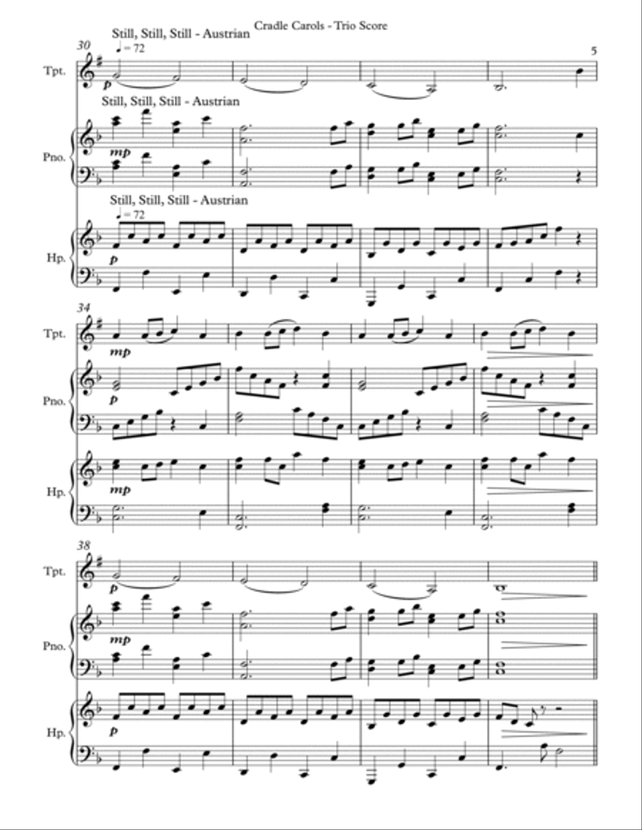 Cradle Carols, Trio for Bb Trumpet, Pedal Harp and Piano image number null