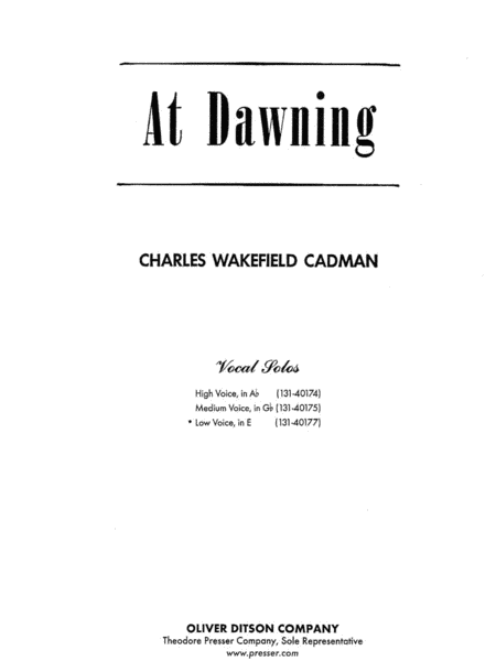 Charles W. Cadman : AT Dawning