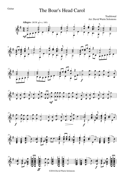 The Boar's Head Carol for alto saxophone and guitar image number null