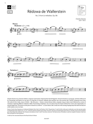 Book cover for Rédowa de Wallerstein (Grade 3, B3, from the ABRSM Violin Syllabus from 2024)