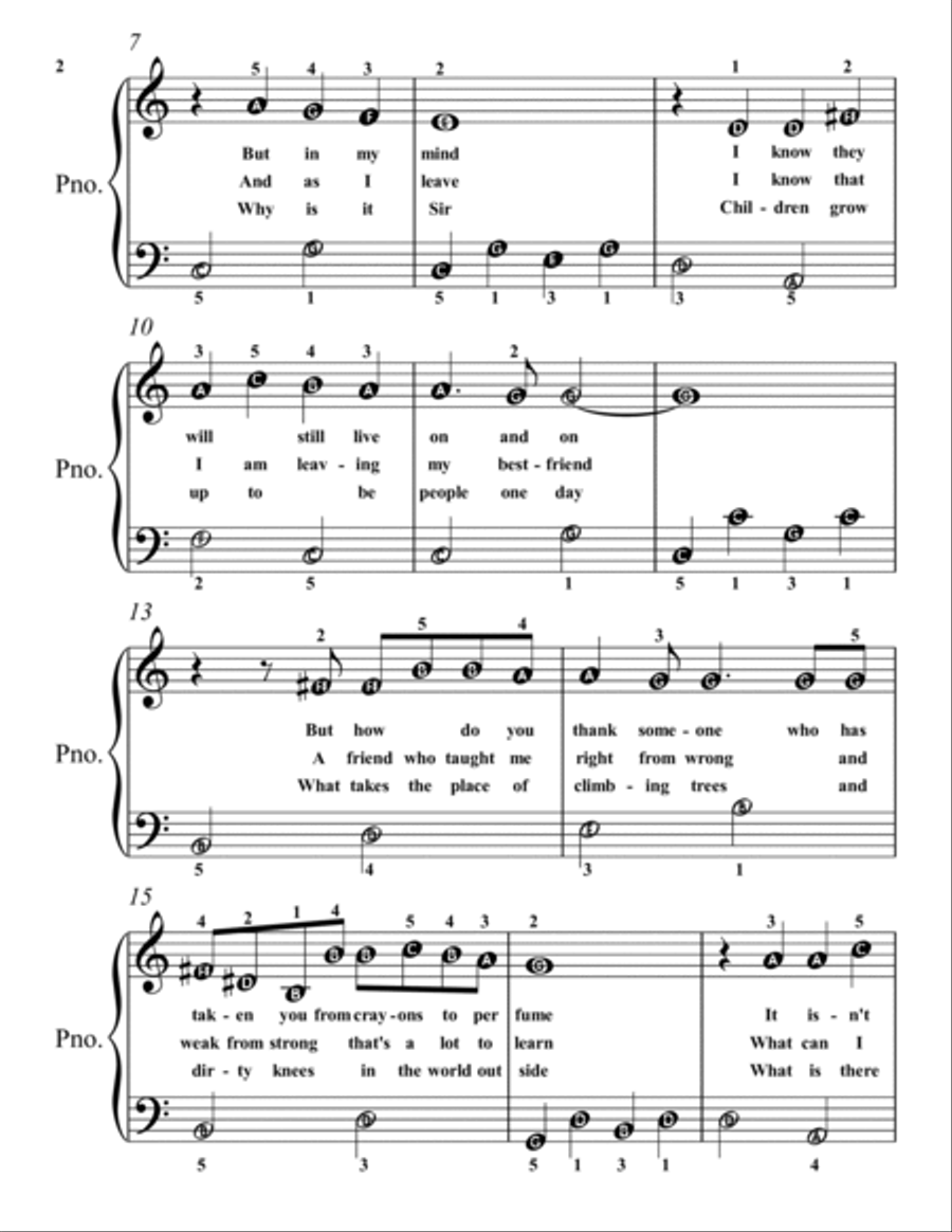 To Sir, With Love Easy Piano scores gallery preview page 2