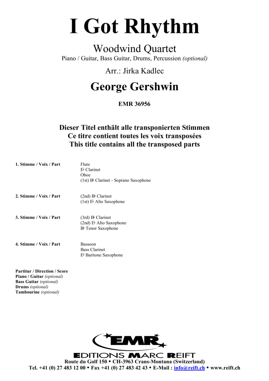 I Got Rhythm Woodwind Quartet scores gallery preview page 1
