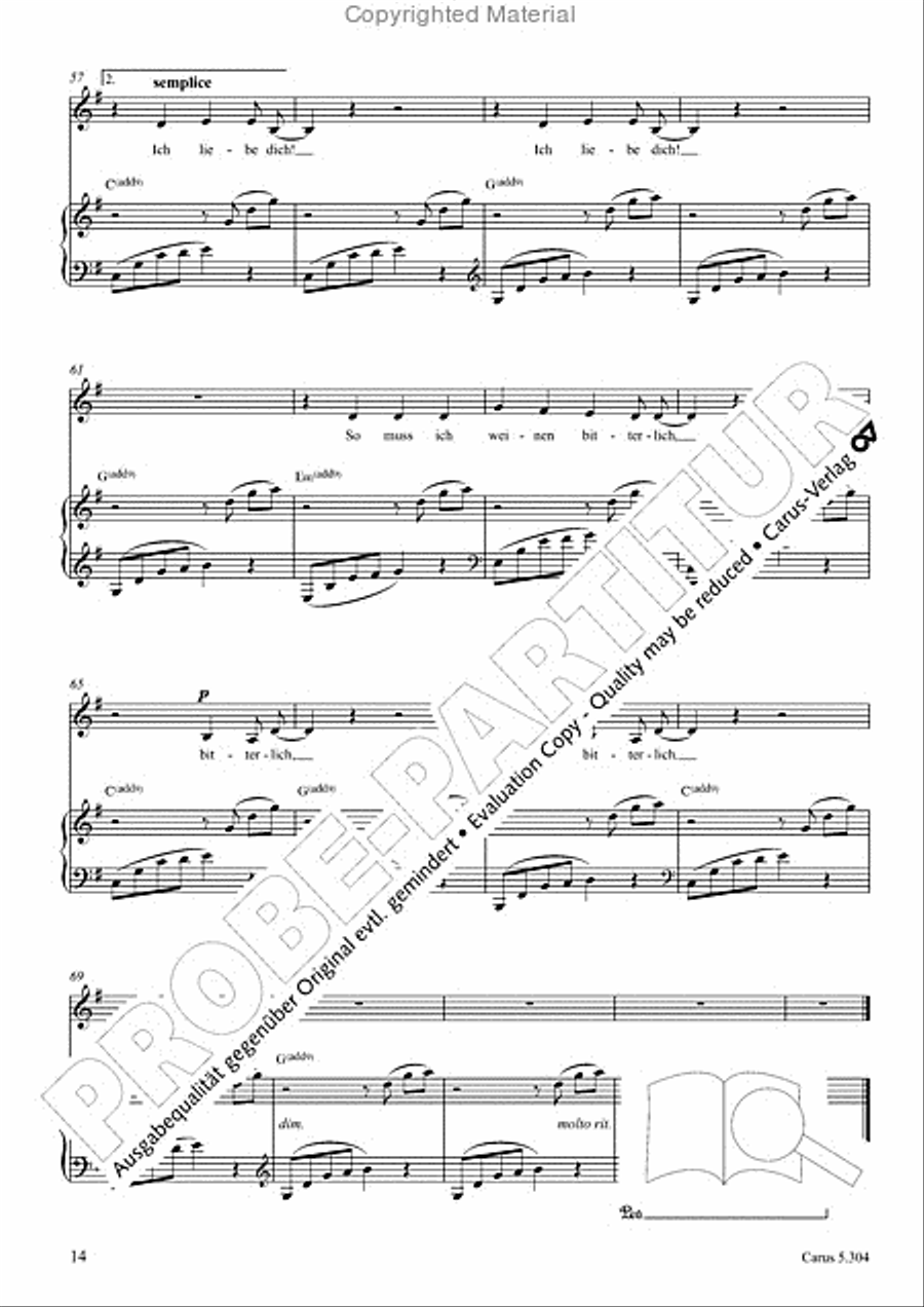 Schindler: Rosenzeit. Ein Liederzyklus uber die Liebe. Chansons fur Singstimme und Klavier Piano scores gallery preview page 15