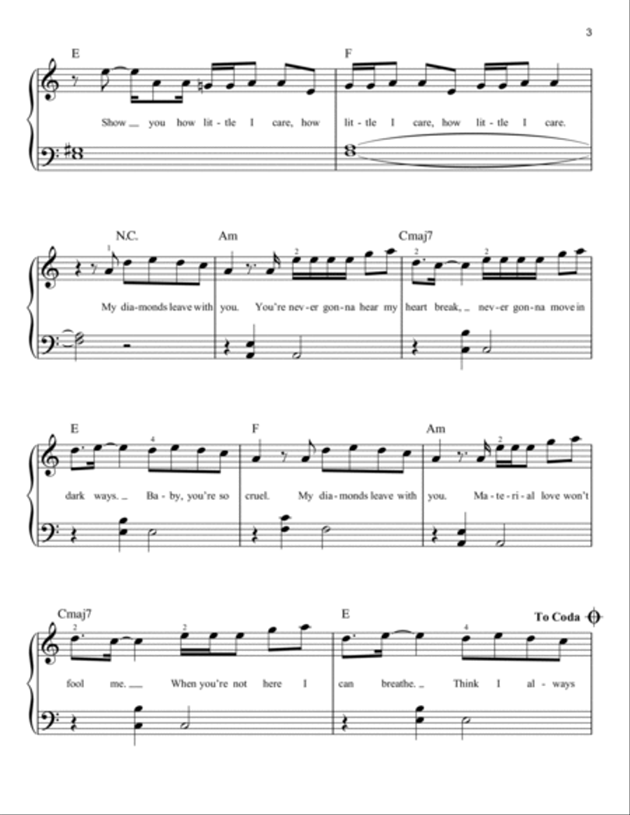 Diamonds Diamonds Easy Piano scores gallery preview page 3