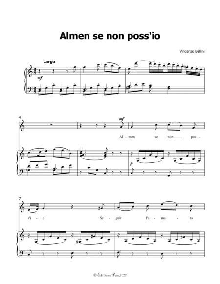 Almen se non poss'io, by Bellini, in C Major image number null
