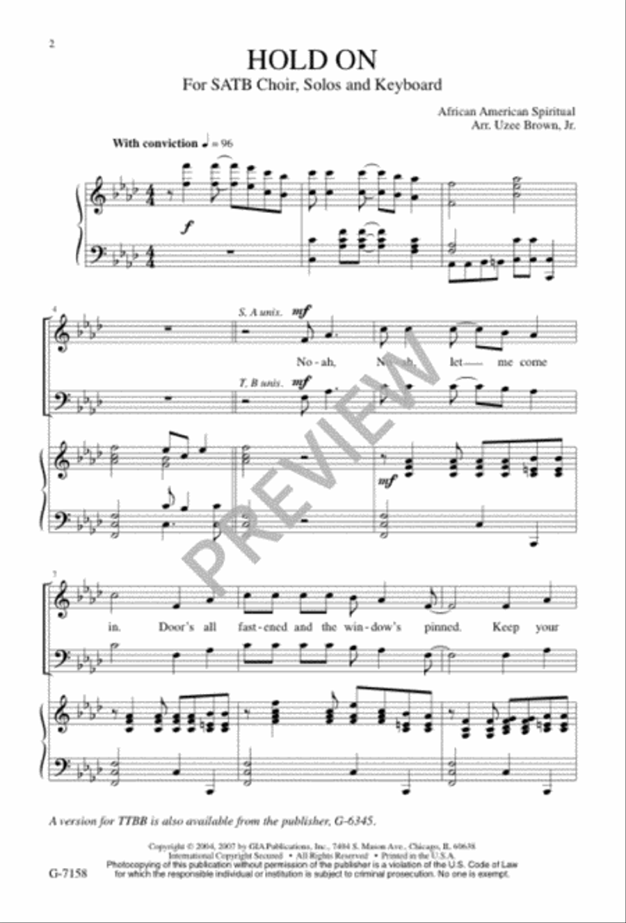 Hold On - SATB edition Hold On - SATB edition 4-Part scores gallery preview page 2