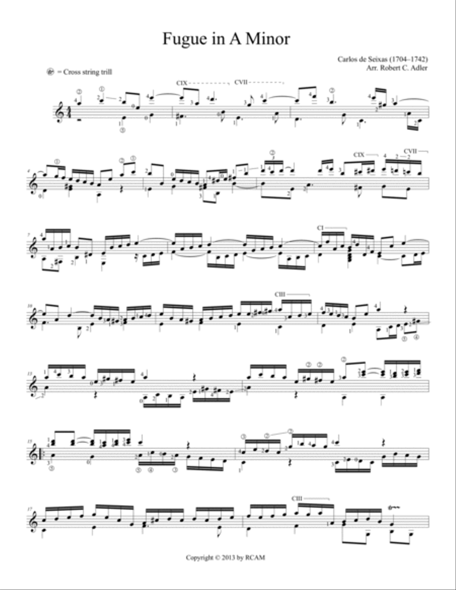 Fugue in A Minor Classical Guitar scores gallery preview page 2