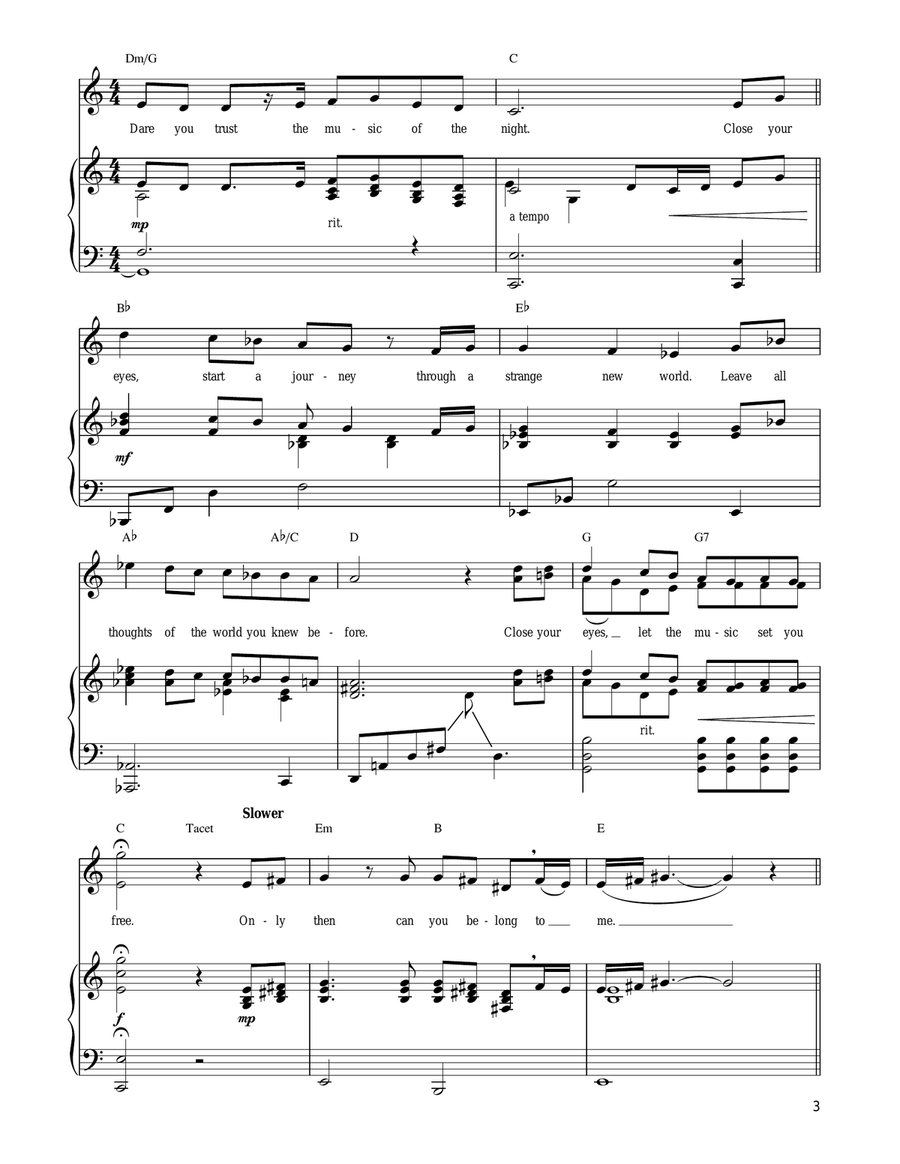 The Music Of The Night (from The Phantom Of The Opera) Piano, Vocal, Guitar scores gallery preview page 3