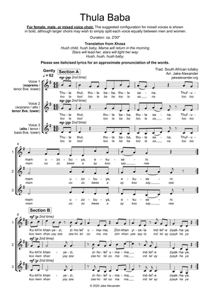Thula Baba - SSA/TTB/SAT a cappella