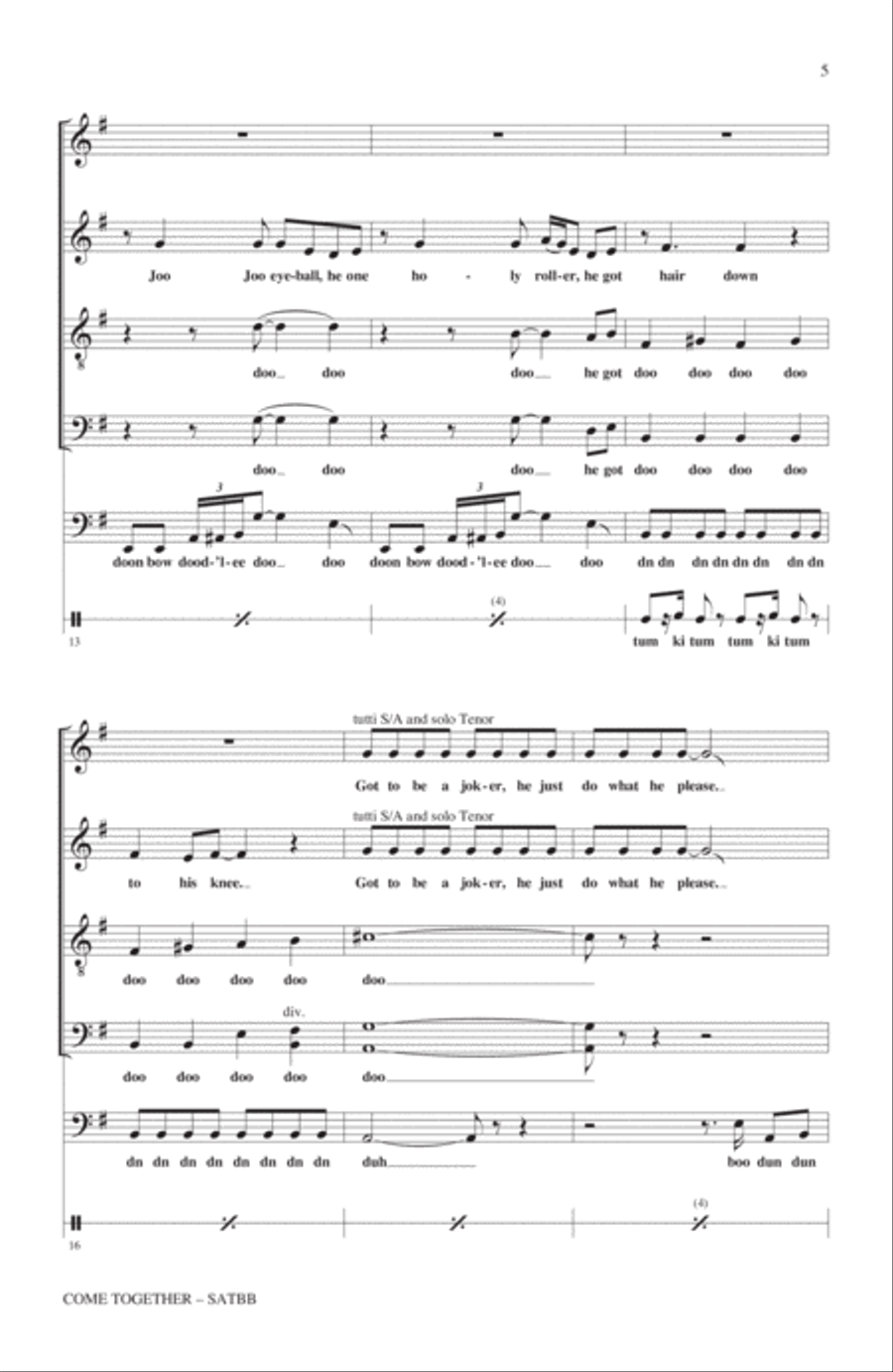 Come Together Come Together 4-Part scores gallery preview page 3