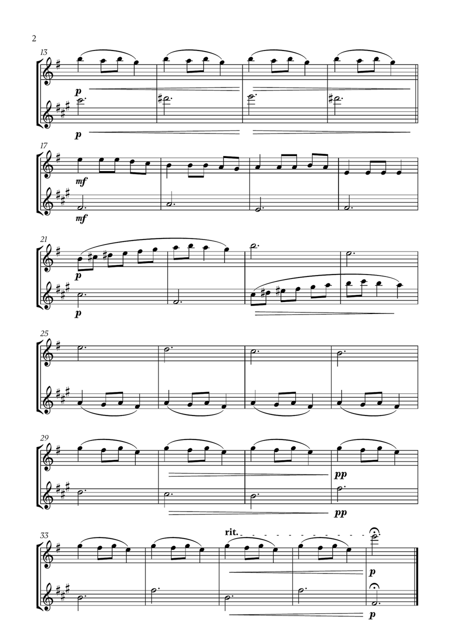 Carol of the Bells (for Flute and Clarinet) Woodwind Duet scores gallery preview page 2