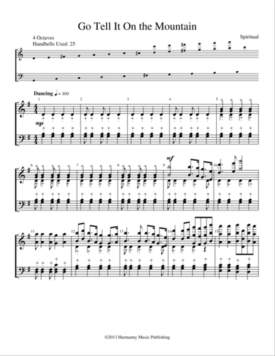 Go Tell it on the Mountain Handbell Choir scores gallery preview page 3