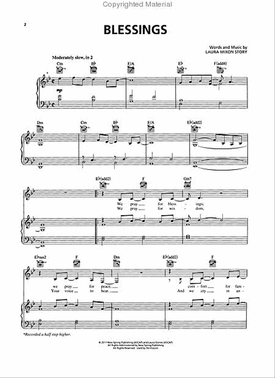 Blessings Piano, Vocal, Guitar scores gallery preview page 2