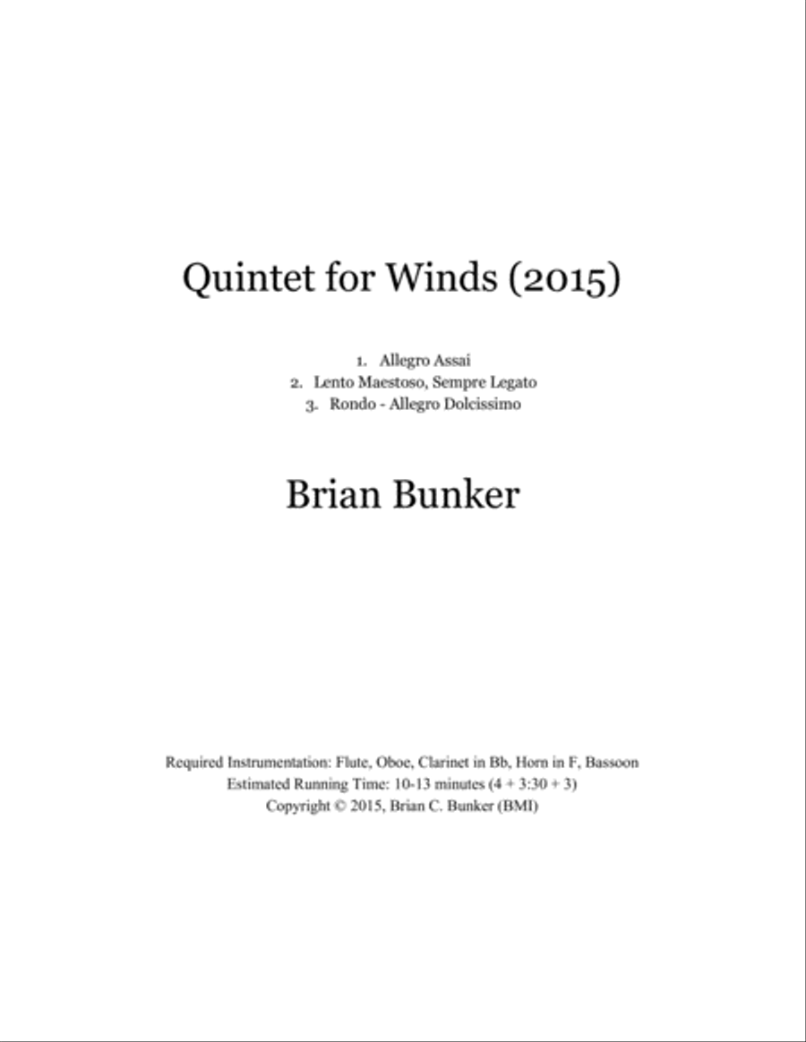 Quintet for Winds Woodwind Quintet scores gallery preview page 1