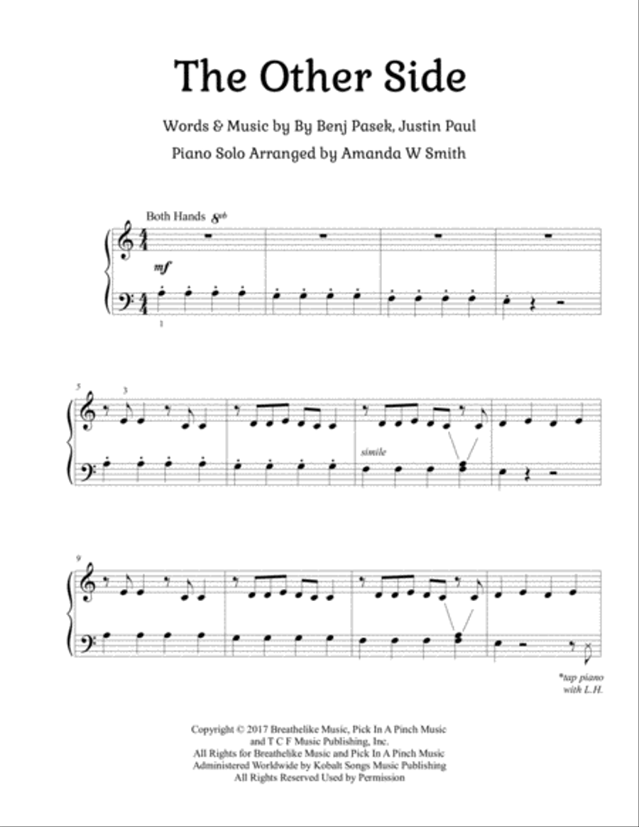 The Other Side Easy Piano scores gallery preview page 2