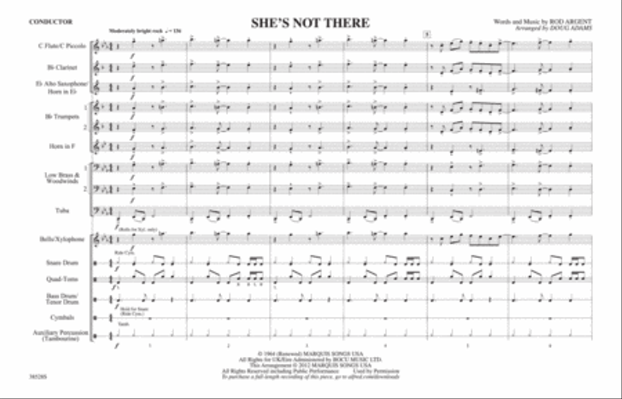 She's Not There: Score She's Not There: Score Marching Band scores gallery preview page 1