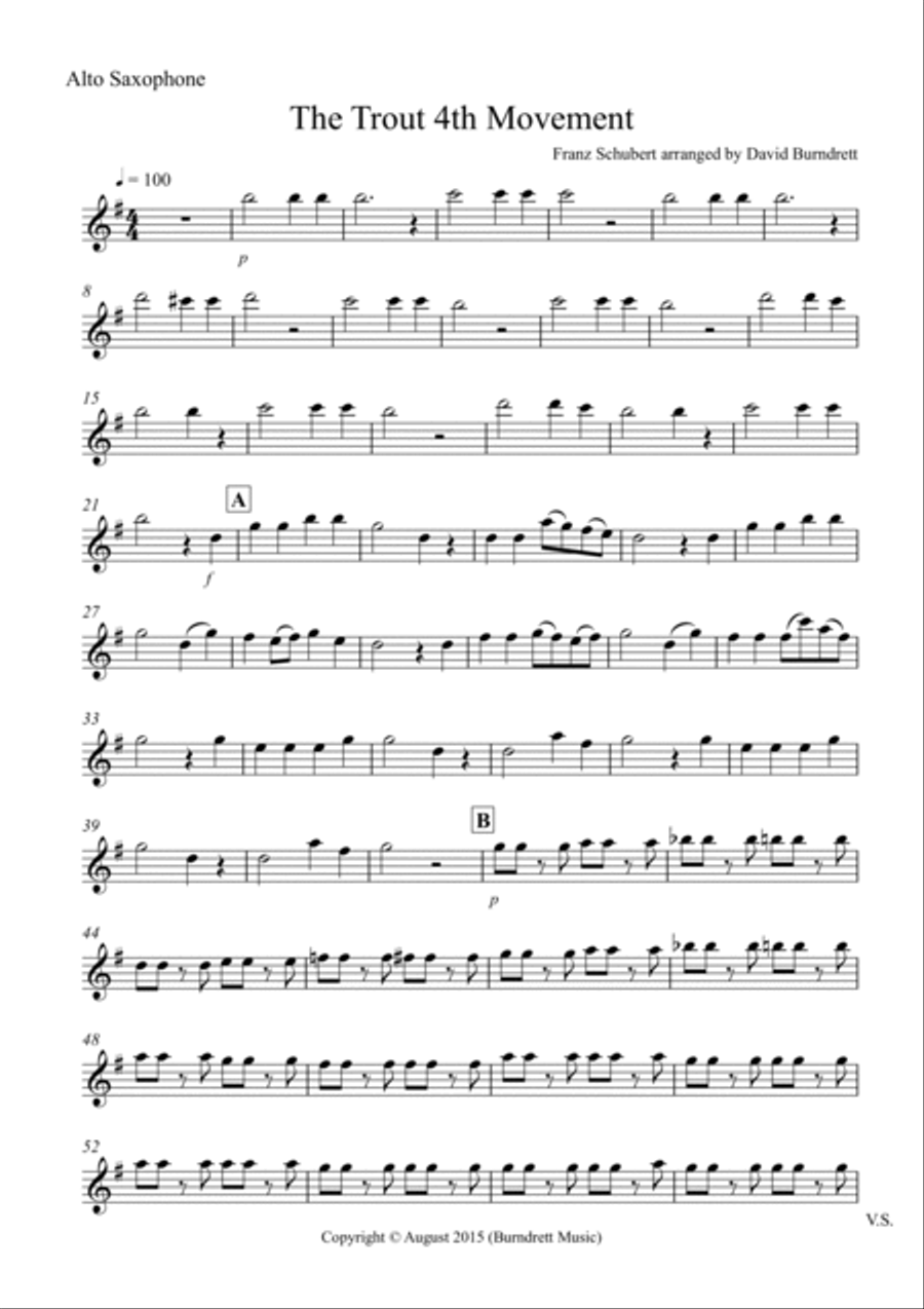 The Trout (4th movement) for Saxophone Quartet Saxophone Quartet scores gallery preview page 6