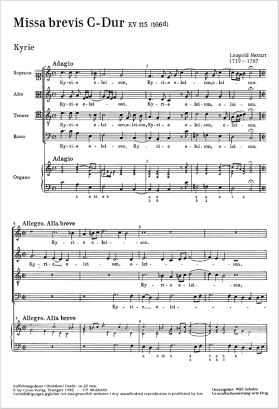 Missa brevis in C major 4-Part scores gallery preview page 2