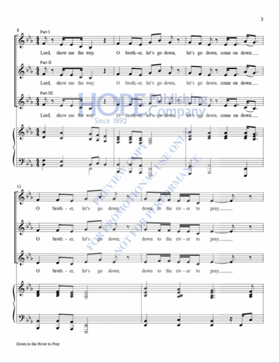 Down to the River to Pray with Lord, Listen to Your Children Voice scores gallery preview page 4