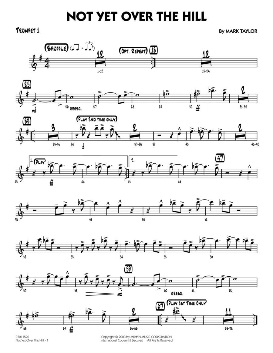 Not Yet Over the Hill - Trumpet 1 Trumpet scores gallery preview page 1
