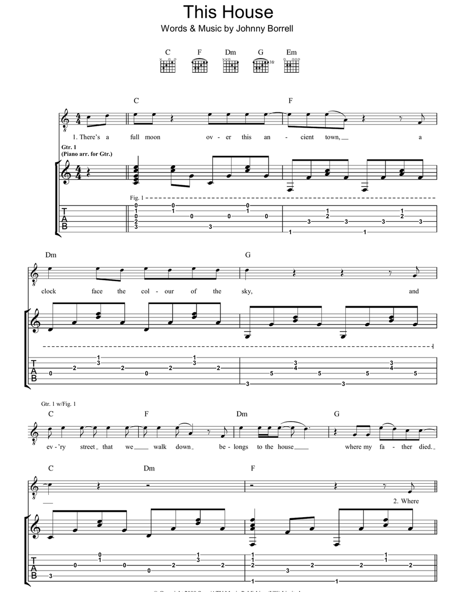 The House Guitar Tablature scores gallery preview page 1