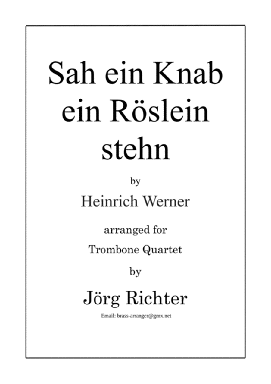 Sah ein Knab ein Röslein stehn for Trombone Quartet Brass Quartet scores gallery preview page 1