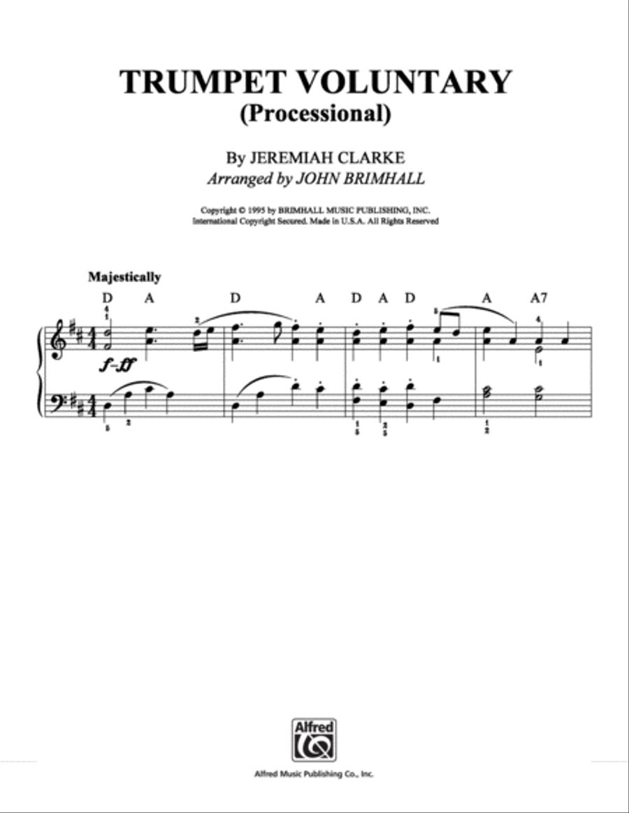 Trumpet Voluntary (Processional) Easy Piano scores gallery preview page 1