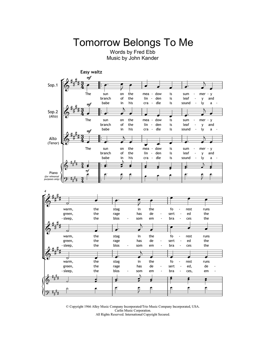 Tomorrow Belongs To Me (from Cabaret) SSA scores gallery preview page 1