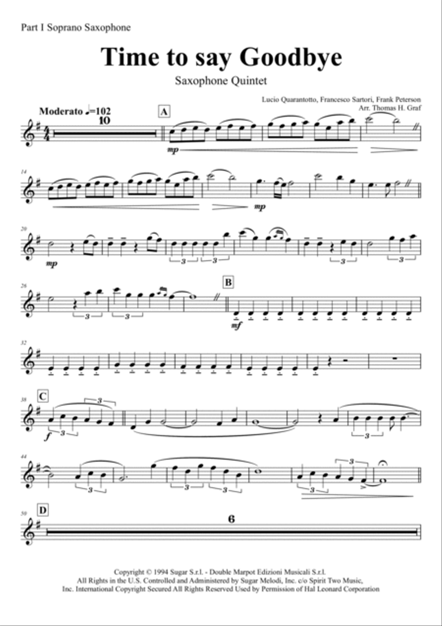 Time To Say Goodbye Woodwind Quintet scores gallery preview page 6