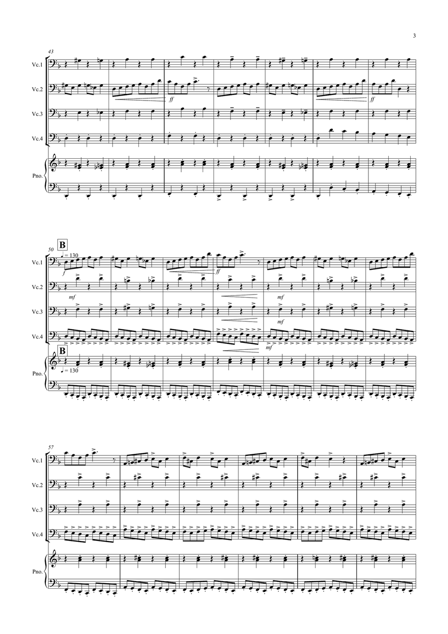 In the Hall of the Mountain King for Cello Quartet Cello Solo scores gallery preview page 3