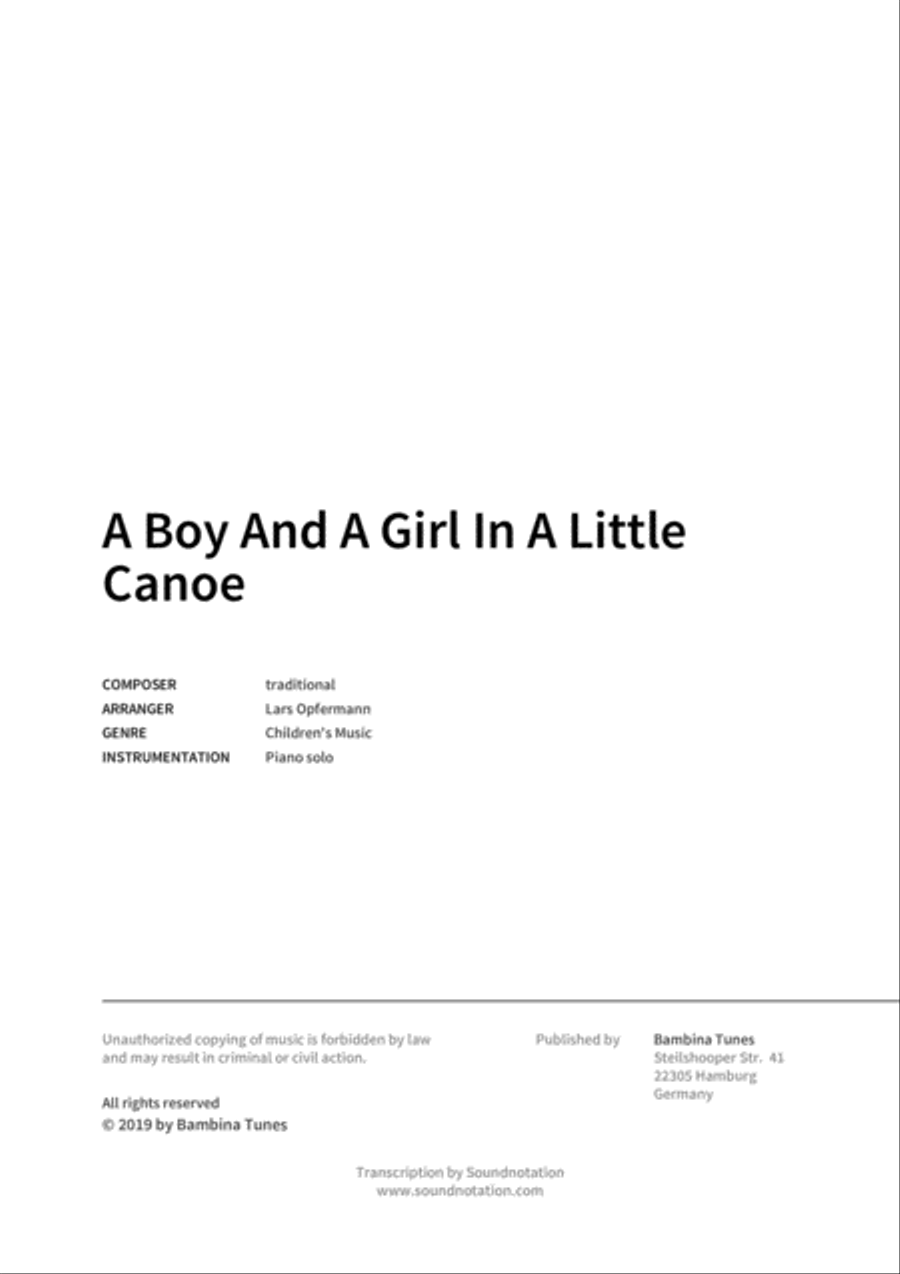 A Boy And A Girl In A Little Canoe Piano scores gallery preview page 2