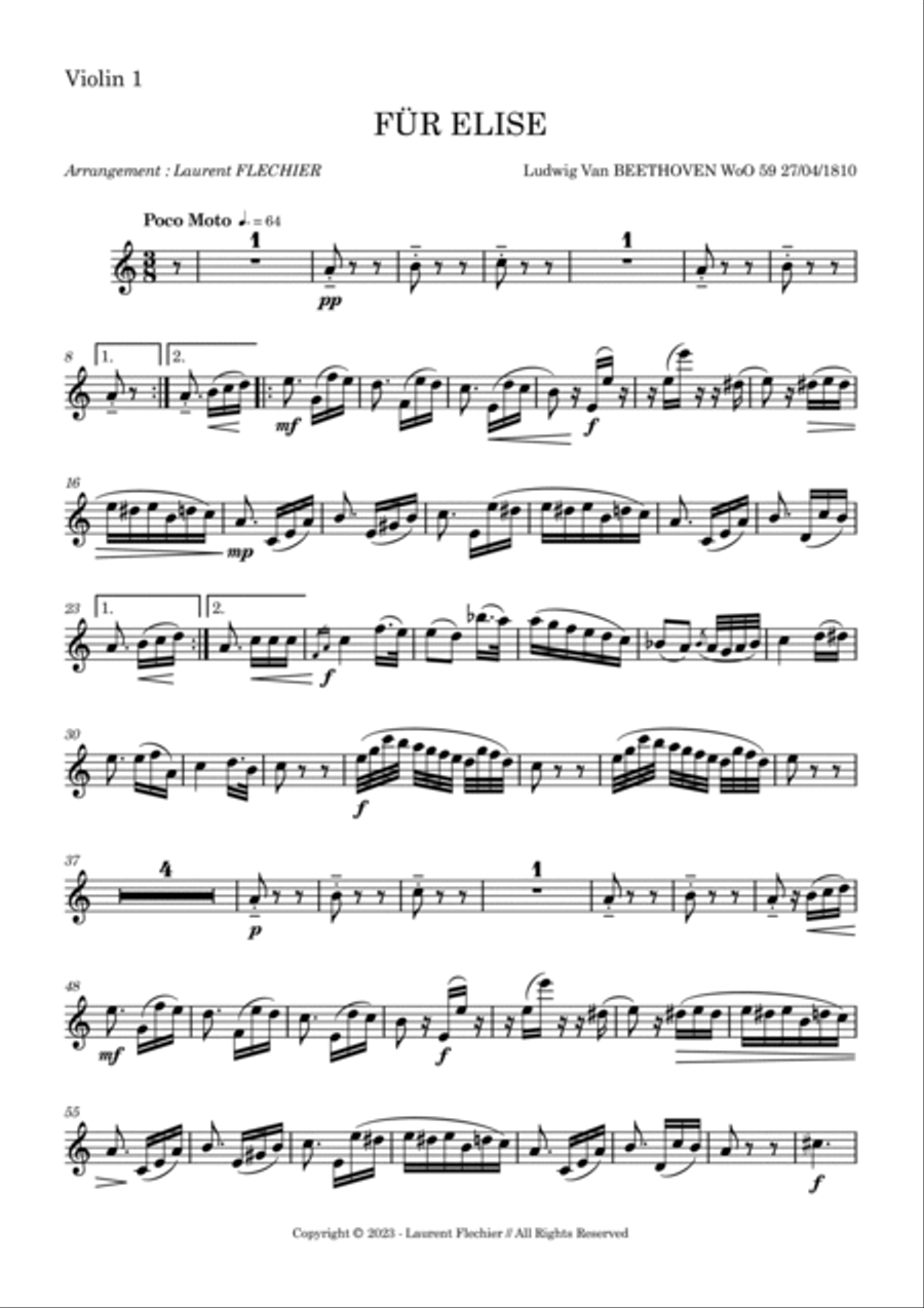 FÜR ELISE For String Quartet String Quartet scores gallery preview page 6