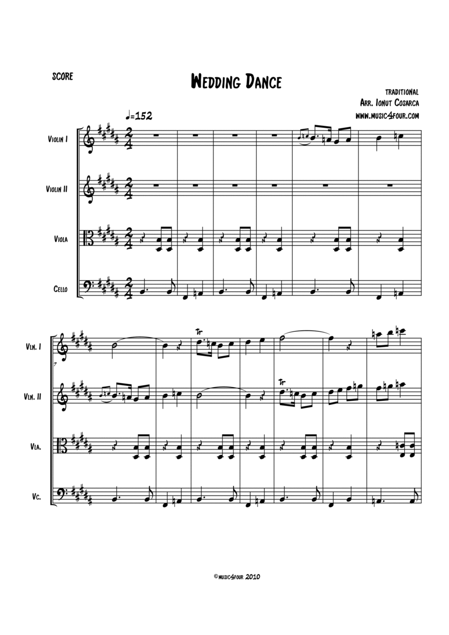 Jewish Wedding Dance String Quartet scores gallery preview page 1