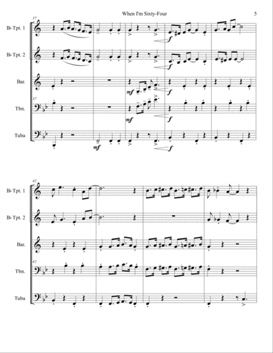 When I'm Sixty-Four Small Ensemble scores gallery preview page 5