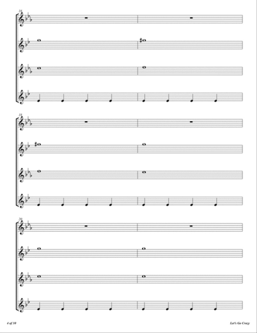 Let's Go Crazy Woodwind Quartet scores gallery preview page 5
