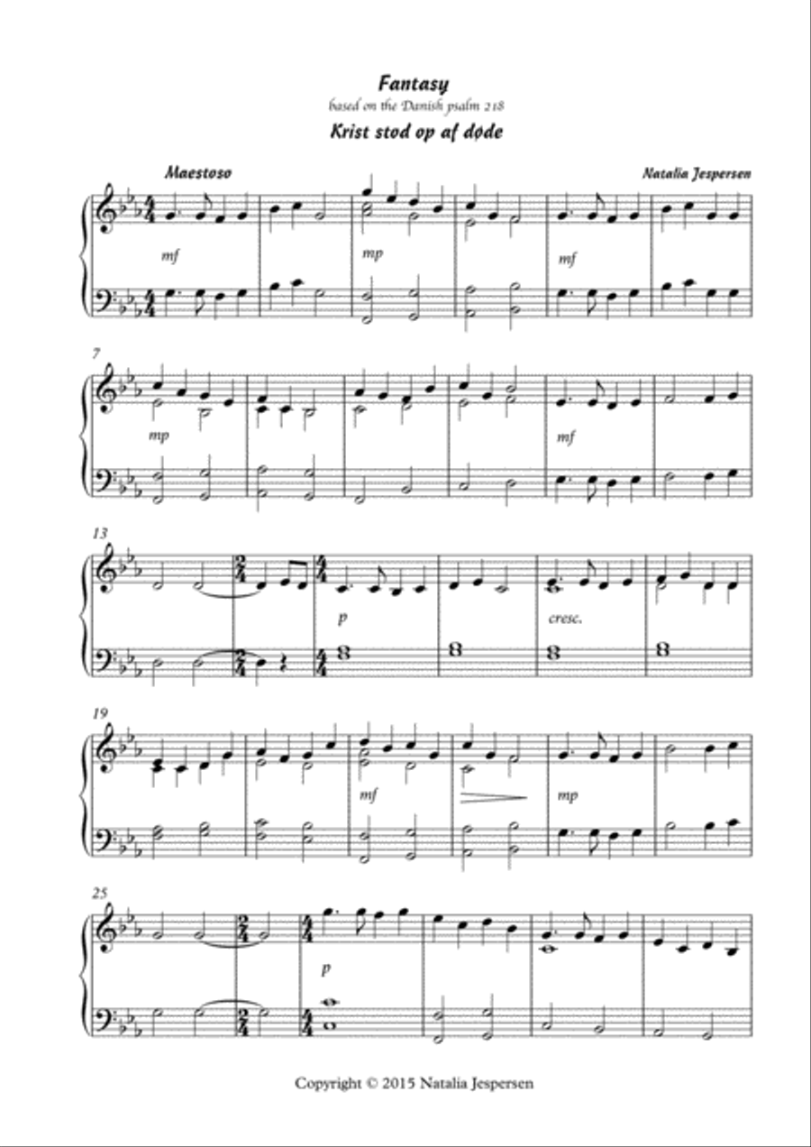 Krist stod op af døde Krist stod op af døde Piano Solo scores gallery preview page 1