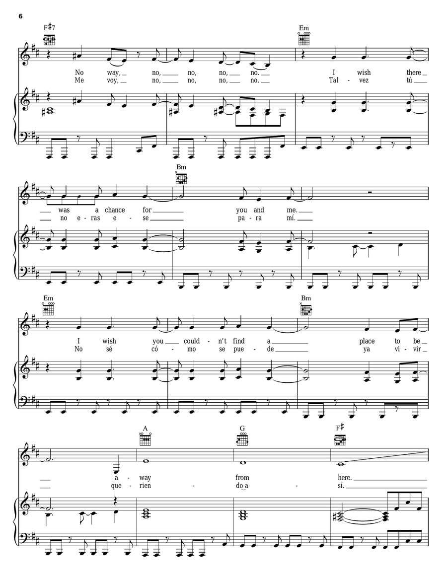Objection (Tango) Piano, Vocal, Guitar scores gallery preview page 6