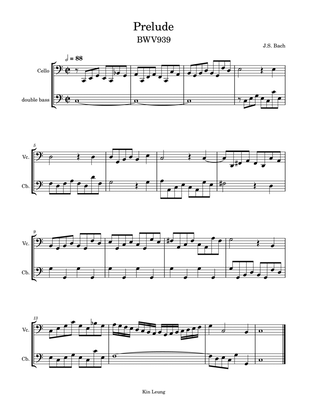 Prelude BWV 939 for cello and double bass duet