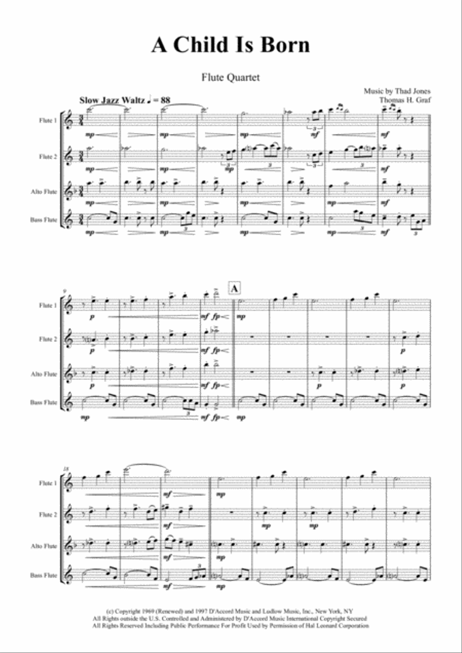 A Child Is Born Woodwind Ensemble scores gallery preview page 1
